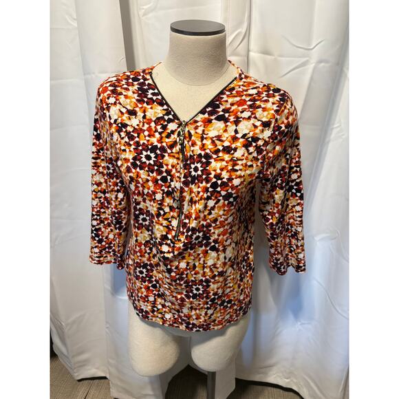 Rafaella Women's XL 3/4 zipper top 3/4 sleeve Fall colors - Picture 1 of 10